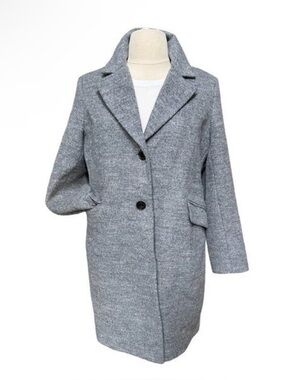 Sam Edelman Grey Single-Breasted Wool Pea Coat